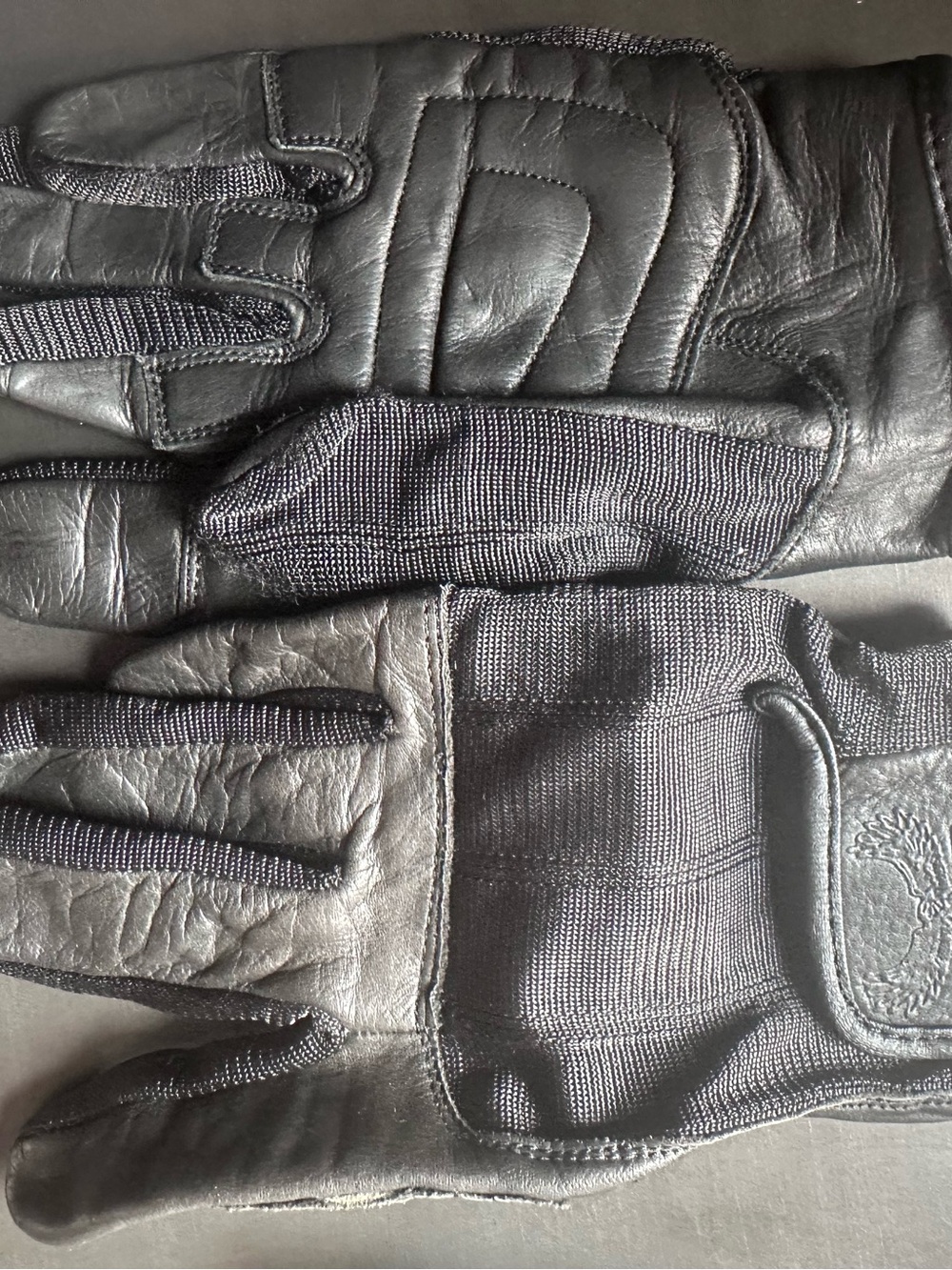 Women’s Black Leather & Knit Hybrid Gloves
